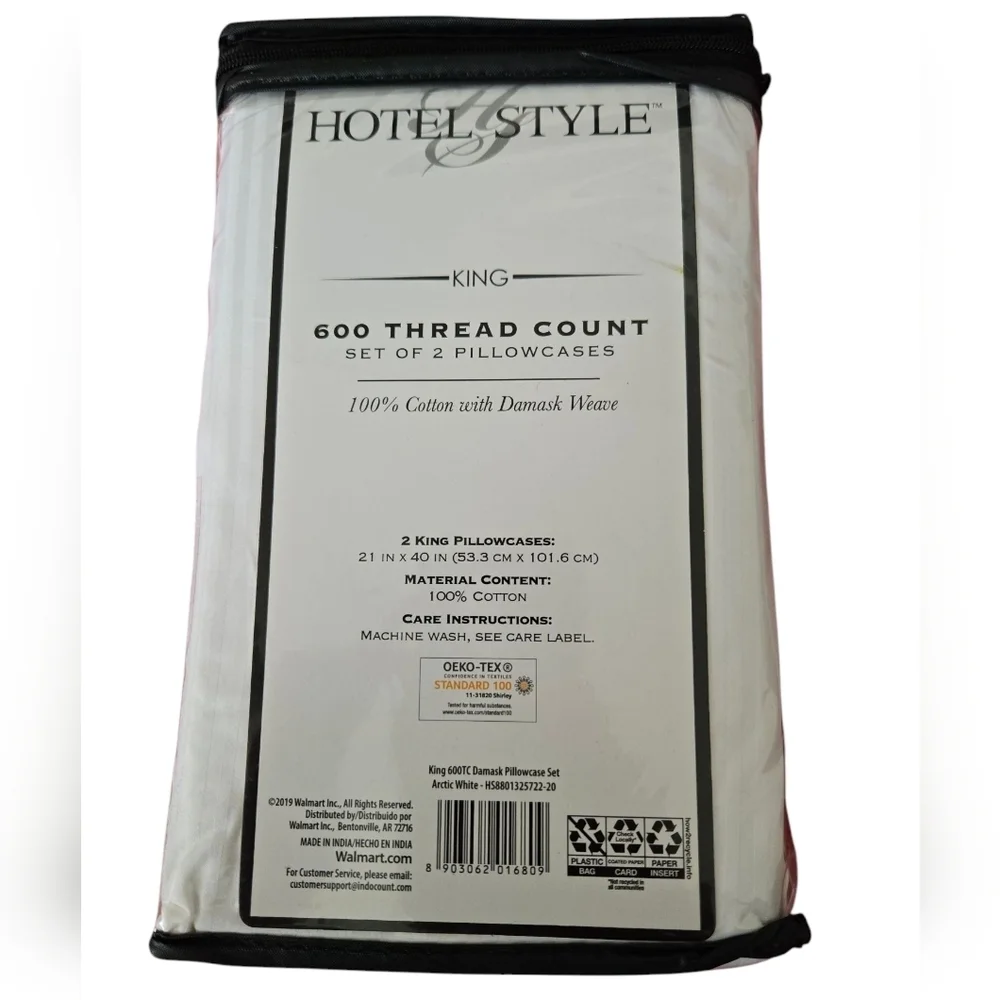 NWT Hotel Style King Pillowcases - White/Black